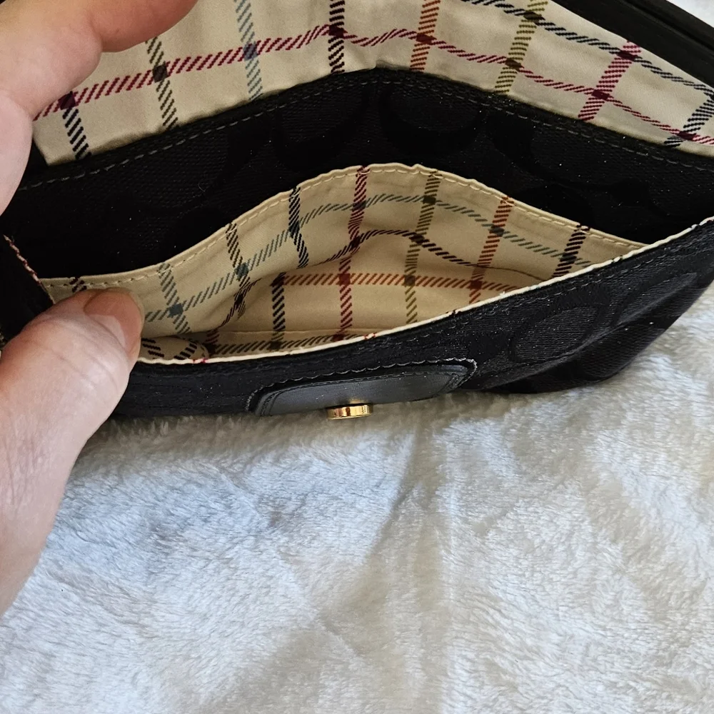 Coach Jacquard leather/canvas vintage Legacy signature wristlet Y2K - Picture 5 of 7